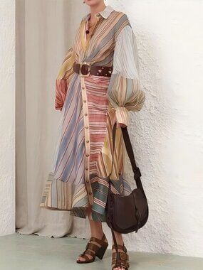 Zimmermann Women's White Rebellion Striped Midi Dress